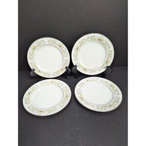 Vintage Fine China Japan Florentine 6 1/2 Inch Bread Plate Silver Trim Set of 4